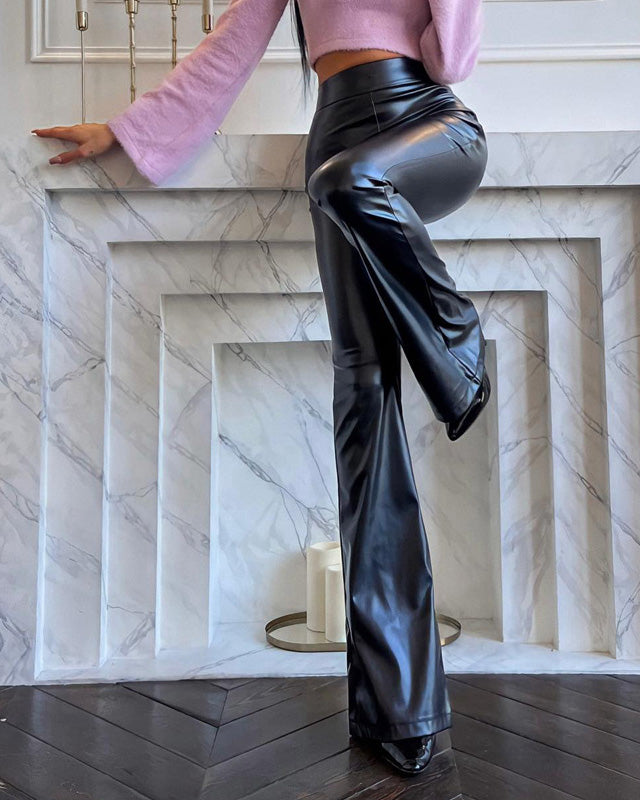 Raquel - Pantalones de campana de cuero