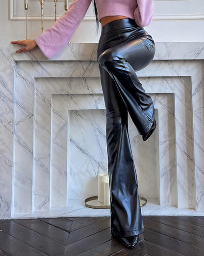 Raquel - Pantalones de campana de cuero