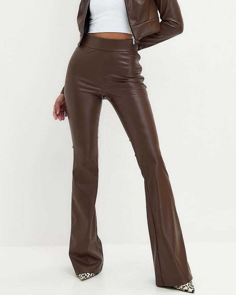 Raquel - Pantalones de campana de cuero