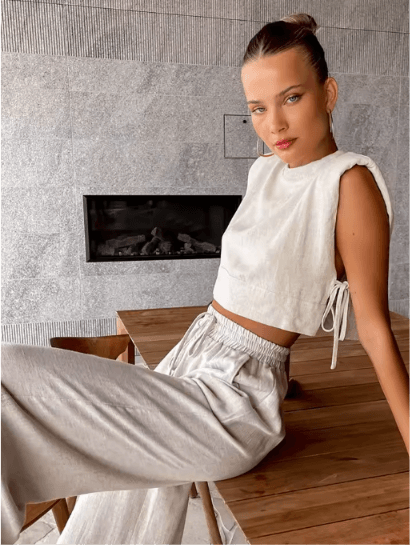 Amalia - Conjunto de lino de 2 piezas