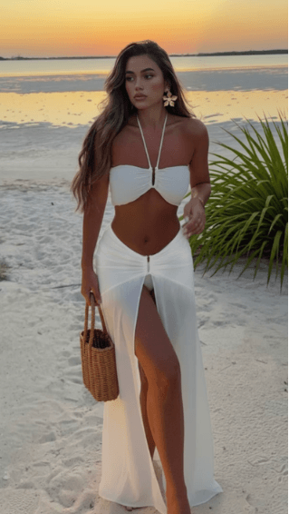 Liz - Conjunto de 3 piezas con falda semitransparente