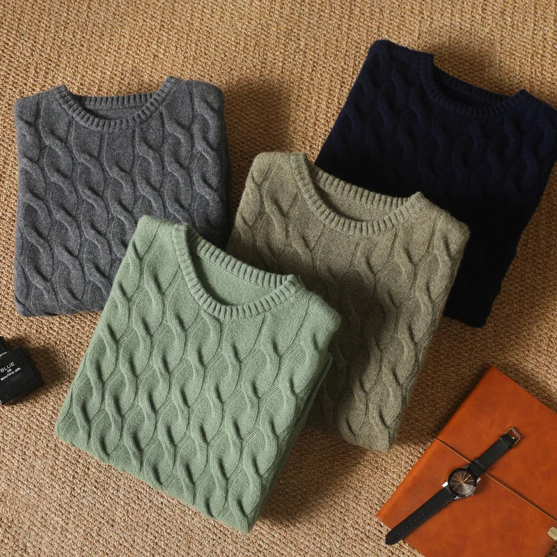 Jersey Grueso de Invierno para Hombre – 100% Lana Merino Extrafina