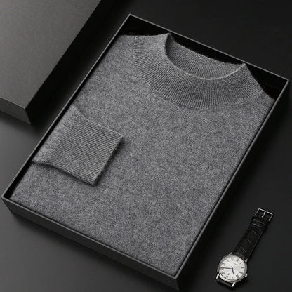 Jersey de Cachemir 100% para Hombre – Cuello Medio Alto, Tejido Fino y Estilo Casual Premium