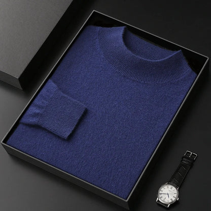 Jersey de Cachemir 100% para Hombre – Cuello Medio Alto, Tejido Fino y Estilo Casual Premium