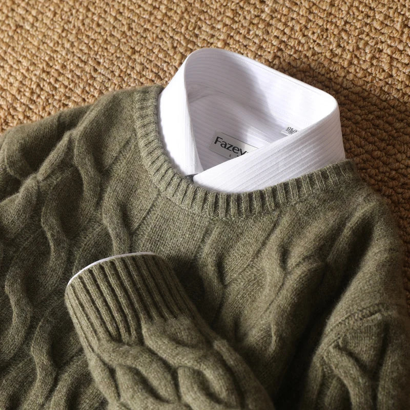 Jersey Grueso de Invierno para Hombre – 100% Lana Merino Extrafina