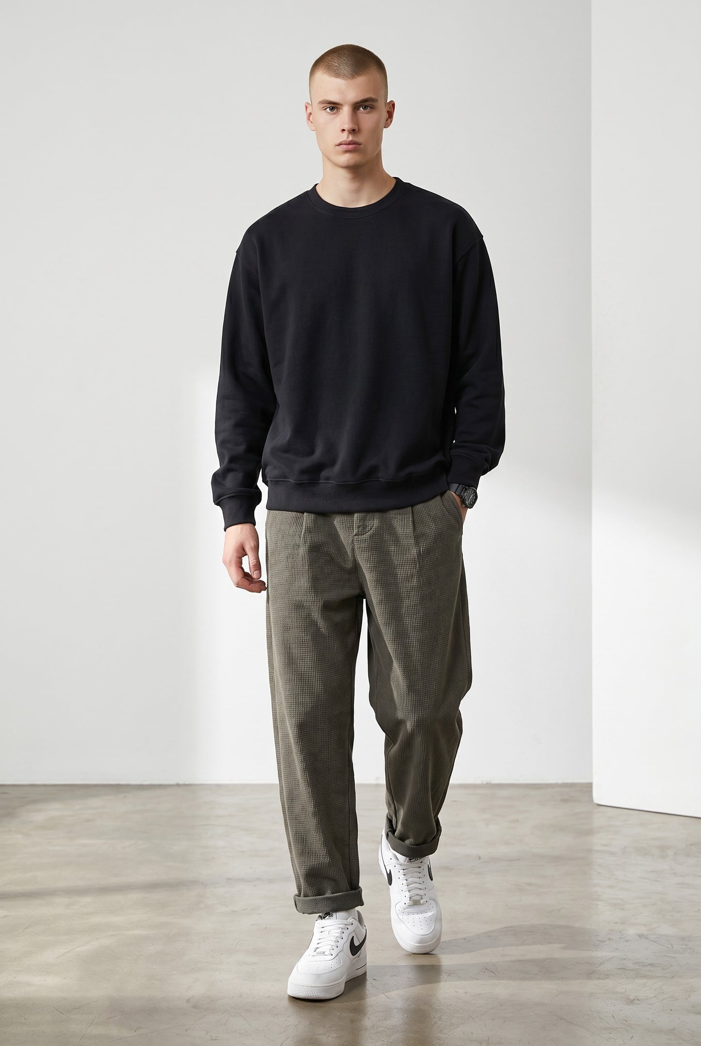 Pantalón Casual Hombre Slim Recto – Cintura Elástica y Corte Tapered de Otoño