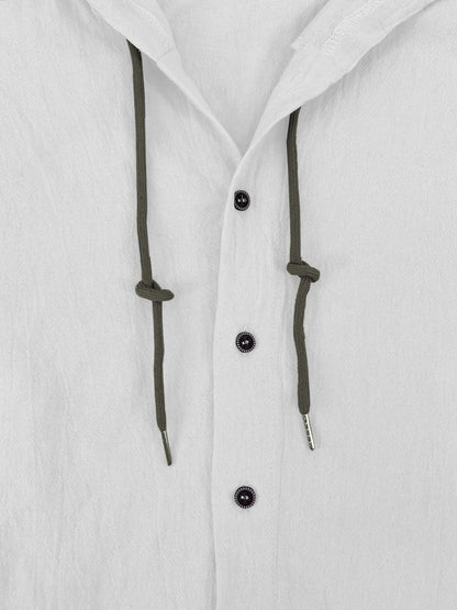 Camisa Casual de Hombre en Algodón y Lino con Capucha – Estilo Primavera/Verano