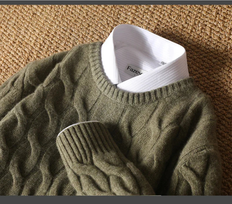 Jersey Grueso de Invierno para Hombre – 100% Lana Merino Extrafina
