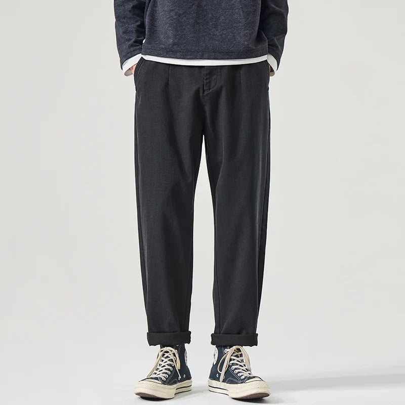 Pantalón Casual Hombre Slim Recto – Cintura Elástica y Corte Tapered de Otoño