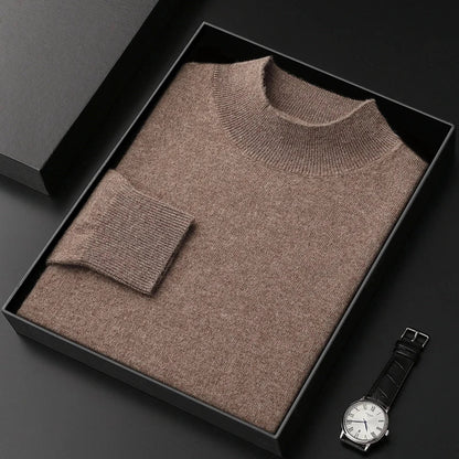 Jersey de Cachemir 100% para Hombre – Cuello Medio Alto, Tejido Fino y Estilo Casual Premium