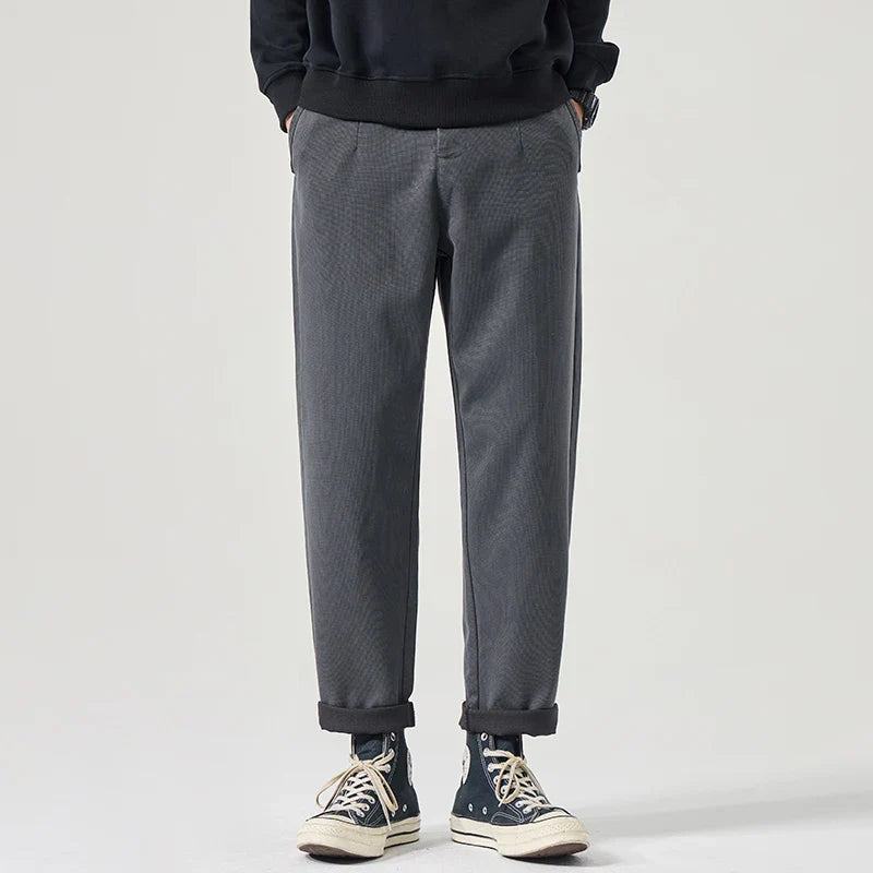 Pantalón Casual Hombre Slim Recto – Cintura Elástica y Corte Tapered de Otoño