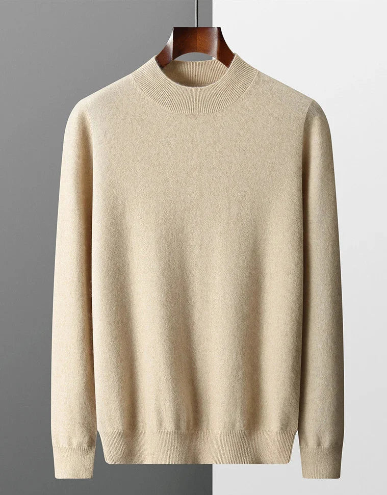 Jersey de Cachemir 100% para Hombre – Cuello Medio Alto, Tejido Fino y Estilo Casual Premium