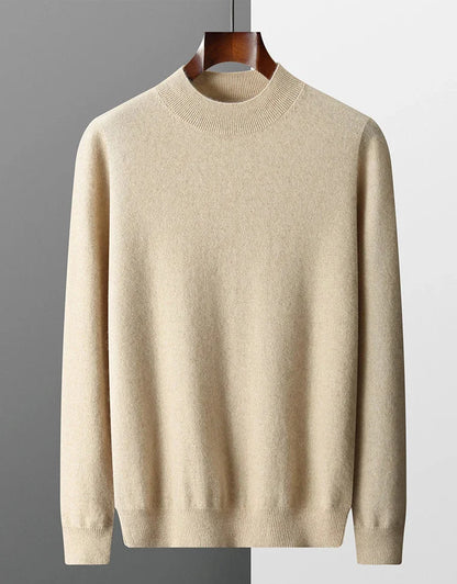 Jersey de Cachemir 100% para Hombre – Cuello Medio Alto, Tejido Fino y Estilo Casual Premium