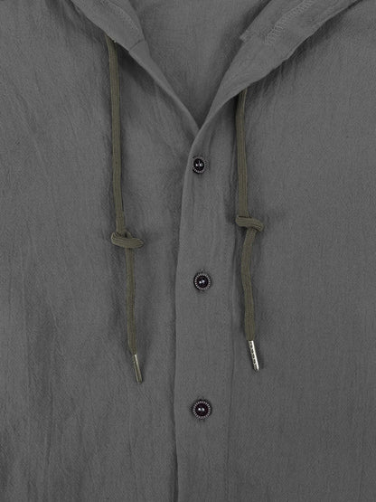 Camisa Casual de Hombre en Algodón y Lino con Capucha – Estilo Primavera/Verano