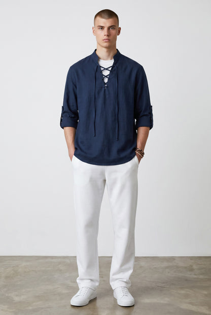 Camisa Renacentista para Hombre – Estilo de Algodón y Lino, Manga Larga