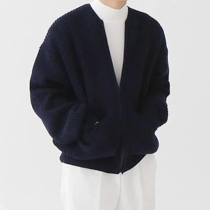 Cárdigan Slim para Hombre con Cremallera – Estilo Otoño/Invierno