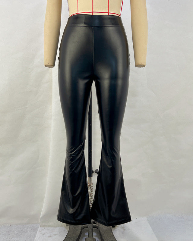 Raquel - Pantalones de campana de cuero