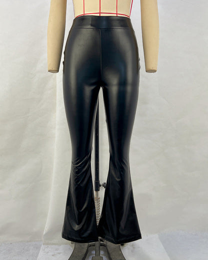 Raquel - Pantalones de campana de cuero